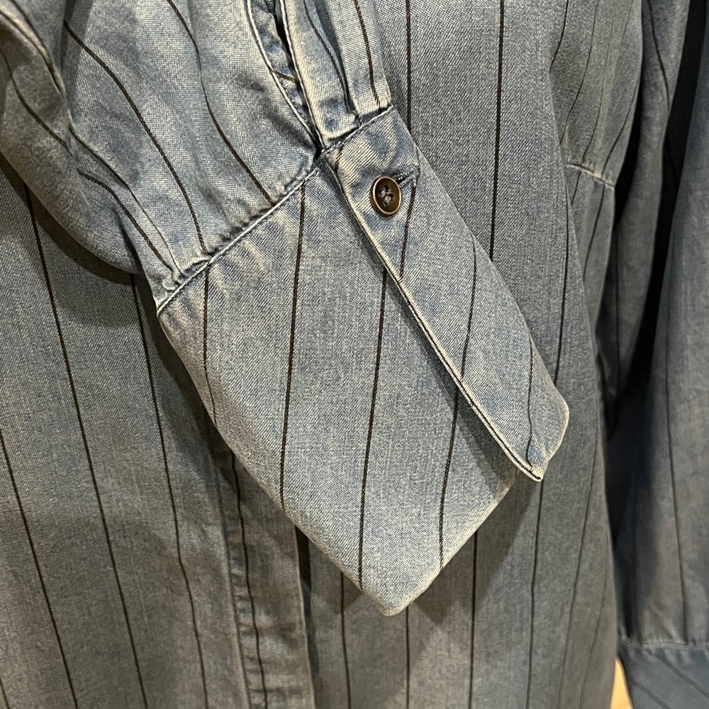 Soft Surroundings Denim Blue Button Down Shirt - Picture 3 of 5